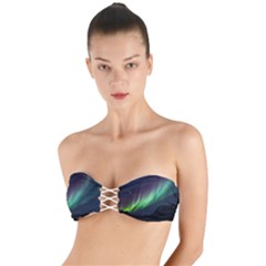 Aurora Borealis Beautiful Northern Lights Nature Twist Bandeau Bikini Top by Loisa77