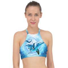 Dolphin Blue Fantasy Halter Bikini Top by Loisa77