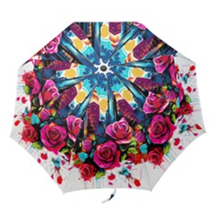 City Rose 2-gigapixel-art-scale-4 00x Folding Umbrellas by BrightWear