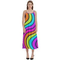 Swirl Twirl Design Pattern Waves Casual Spaghetti Strap Midi Dress by Loisa77