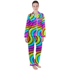 Swirl Twirl Design Pattern Waves Women s Long Sleeve Satin Pajamas Set	 by Loisa77