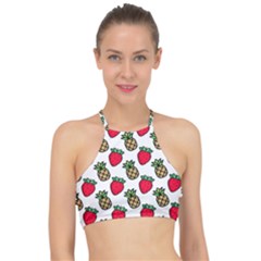 Strawberries Pineapples Fruits Halter Bikini Top by Loisa77