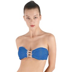 Blue Wave Abstract Texture Seamless Twist Bandeau Bikini Top by Loisa77