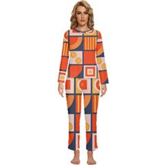 Square Shapes Pattern Design Womens  Long Sleeve Lightweight Pajamas Set by Loisa77