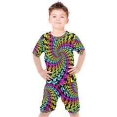 3d Grateful Dead 90 s Neon Dancing Bears Kids  T-shirt And Shorts Set by Perong