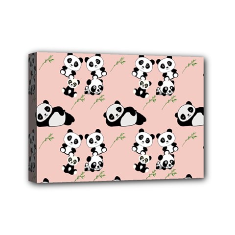 Cute Panda Animal Pattern Mini Canvas 7  X 5  (stretched) by Perong