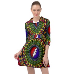 Grateful Dead Bear Pattern Mini Skater Shirt Dress by Maspions