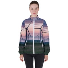 Wind Giants At Twilight Women s High Neck Windbreaker by Tellerarts