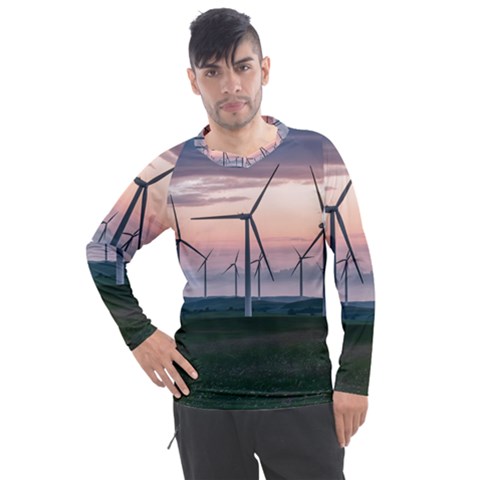 Wind Giants At Twilight Men s Pique Long Sleeve T-shirt by Tellerarts