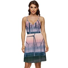 Wind Giants At Twilight V-neck Pocket Summer Dress  by Tellerarts