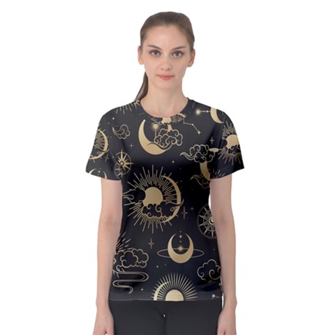 Asian Seamless Pattern With Clouds Moon Sun Stars Vector Collection Oriental Chinese Japanese Korean Women s Sport Mesh T-shirt by Grandong