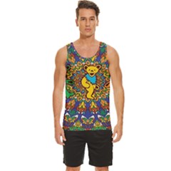 Dead Dancing Bears Grateful Dead Pattern Men s Wide Collar Tank Top by Grandong