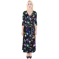 Christmas-star-gloss-lights-light Quarter Sleeve Wrap Maxi Dress by Grandong