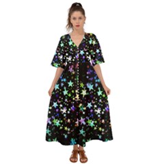 Christmas-star-gloss-lights-light Kimono Sleeve Boho Dress by Grandong