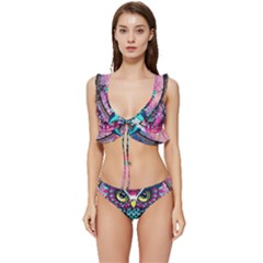 Owl Dreamcatcher Low Cut Ruffle Edge Bikini Set by Grandong