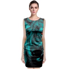 Angry Male Lion Predator Carnivore Sleeveless Velvet Midi Dress by Ndabl3x