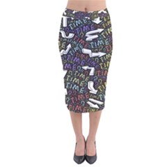 Time Nonlinear Curved Undirected Velvet Midi Pencil Skirt by Paksenen