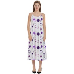 Liquid Splash Pattern Stroke Drip Casual Spaghetti Strap Midi Dress by Perong