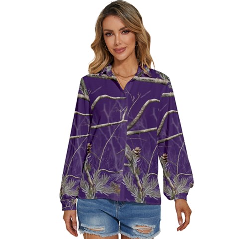 Realtree Camo Purple Pink Realtree Camo Women s Long Sleeve Button Up Shirt by Perong