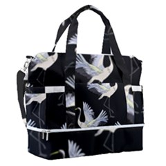 Crane Pattern Sports Shoulder Bag With Shoes Compartment by Bedest