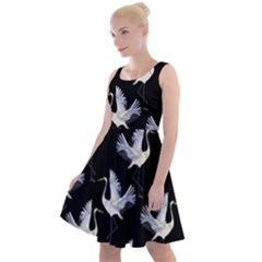 Crane Pattern Knee Length Skater Dress by Bedest