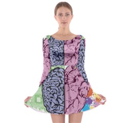 Brain Heart Balance Emotion Long Sleeve Skater Dress by Maspions