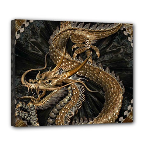 Fantasy Dragon Pentagram Deluxe Canvas 24  X 20  (stretched) by Maspions