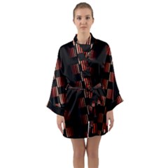 Geometric Pulse Print Design Long Sleeve Satin Kimono by dflcprintsclothing