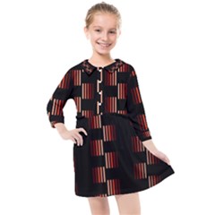 Geometric Pulse Print Design Kids  Quarter Sleeve Shirt Dress by dflcprintsclothing