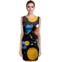 Space Galaxy Art Cute Art Sleeveless Velvet Midi Dress by Perong