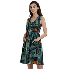 Art Cityscape Japanese Sleeveless Dress With Pocket by Perong