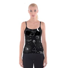 Black Space Drawing Art Planet Drawing Stars Black Space Galaxy Outer Space Spaghetti Strap Top by Perong