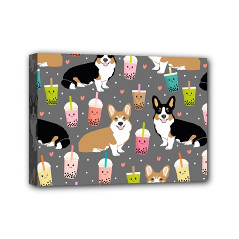 Corgi Boba Tea Bubble Tea Kawaii Food Welsh Corgis Dog Mini Canvas 7  X 5  (stretched) by Perong