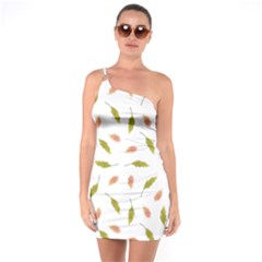 Leaves Pattern Seamless Texture One Shoulder Ring Trim Bodycon Dress by Perong