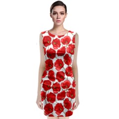 Flower Poppies Plant Petal Sleeveless Velvet Midi Dress by Perong