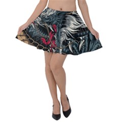 Dragon Snake Legend Japanese Mythology Velvet Skater Skirt by Perong