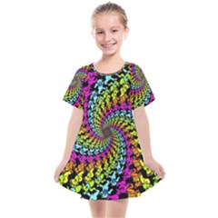 3d Grateful Dead 90 s Neon Dancing Bears Kids  Smock Dress by Perong