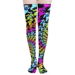 3d Grateful Dead 90 s Neon Dancing Bears Thigh High Stockings by Perong