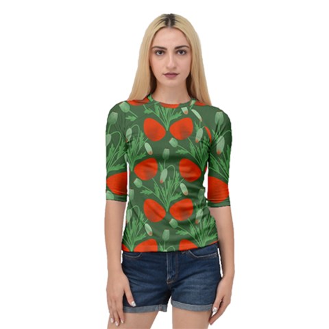 Poppy Fierce Wolf Poppies Bud Quarter Sleeve Raglan T-shirt by Perong