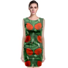 Poppy Fierce Wolf Poppies Bud Sleeveless Velvet Midi Dress by Perong