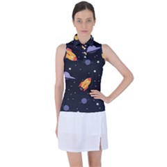 Cosmos Rocket Spaceship Ufo Women s Sleeveless Polo T-shirt by Salmanaz77