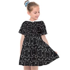 Enigmatic Demon Black And White Pattern Kids  Sailor Dress by dflcprintsclothing