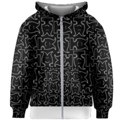 Enigmatic Demon Black And White Pattern Kids  Zipper Hoodie Without Drawstring by dflcprintsclothing