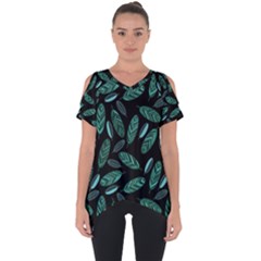 Leaves Pattern Abstract Blade Cut Out Side Drop T-shirt by Salmanaz77