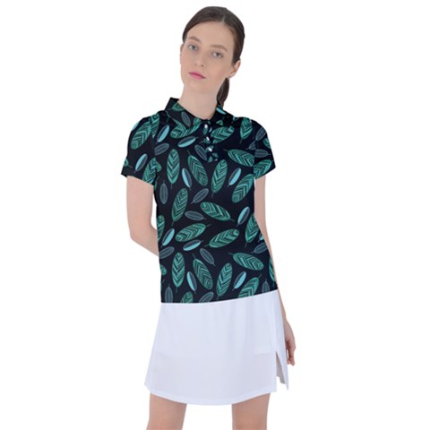 Leaves Pattern Abstract Blade Women s Polo T-shirt by Salmanaz77