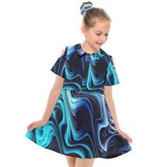 Nature Water Wave Architecture Kids  Short Sleeve Shirt Dress by Salmanaz77