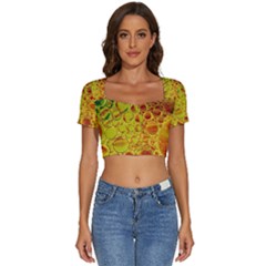 Oil Drop Water Oil Abstract Oily Short Sleeve Square Neckline Crop Top  by Salmanaz77