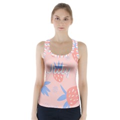 July Summer Strawberry Pink Berry Racer Back Sports Top by Grandong