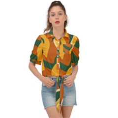 Lemon Citrus Fruit Summer Painting Drawing Tie Front Shirt  by Grandong