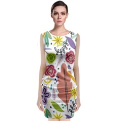 Summer Flowers Spring Background Sleeveless Velvet Midi Dress by Grandong